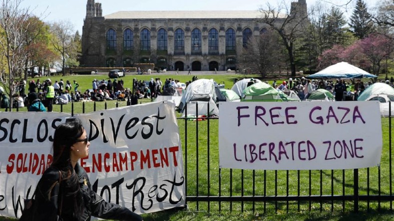 Algunas de las protestas más grandes están ocurriendo en prestigiosos centros de estudio, como la Universidad de Columbia -donde la policía decidió desalojar nuevamente a los estudiantes.