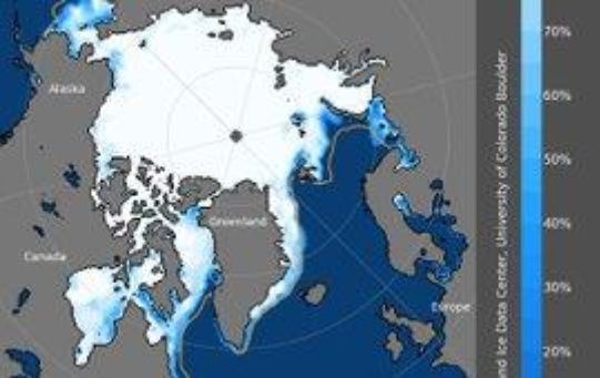 Ice concentration in the Arctic.