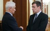 Oleg Savelyev ( a la izquierda junto con el nuevo ministro de Defensa se convirtió en el nuevo subdirector del Ministerio de Defensa y jefe del aparato del Ministerio de Defensa