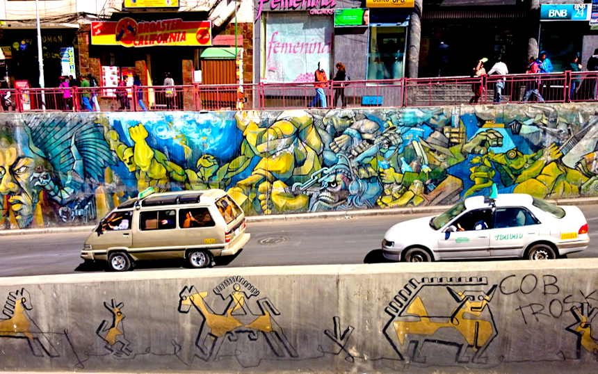 Arte urbano en La Paz, Bolivia.