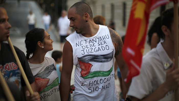 España realizó protestas pacíficas contra la masacre israelí en Gaza. (Foto: Reuters)