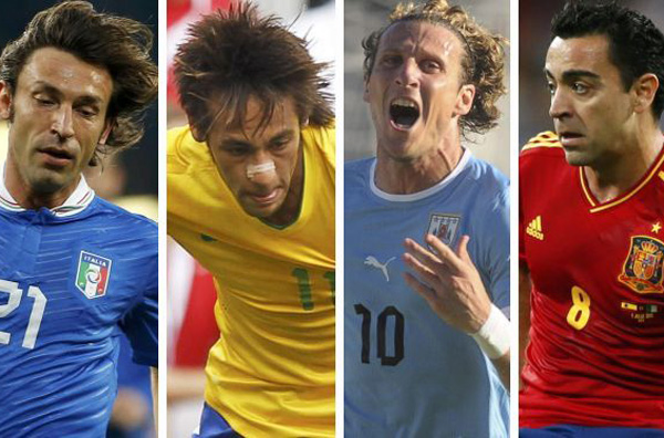 La Copa Confederaciones tendrá figuras de la talla de Andrea Pirlo (Italia), Neymar (Brasil), Diego Forlán (Uruguay) y Xavi (España) (Foto:Archivo)