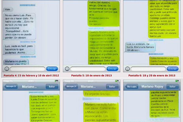 Mensajes entre Mariano Rajoy y Luís Bárcenas fueron publicados este domingo. (Foto: El Mundo)