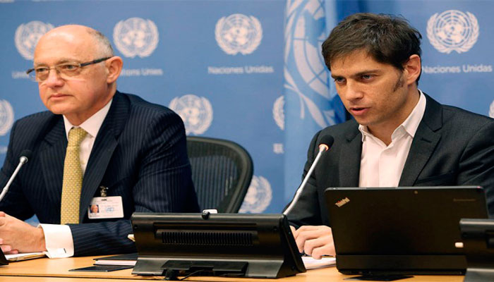 Timerman y el ministro argentino de Economía, Axel Kicillof ofrecieron una rueda de prensa. (Foto: Télam)