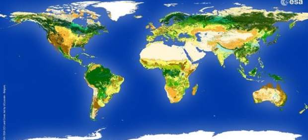 Mapamundi interactivo actualizado sobre las características de la capa vegetal de la Tierra (Foto: ESA)