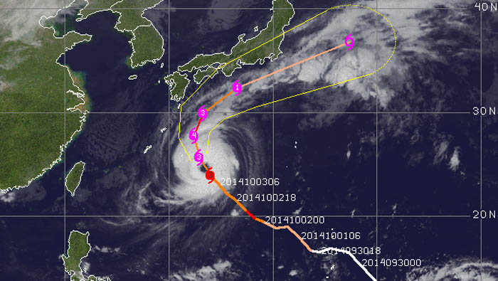 El tifón Phanfone se hallaba este domingo a pocos kilómetros de la ciudad costera de Hamamatsu, en la prefectura de Shizuoka de Japón. (Foto: typhoon2000.ph)