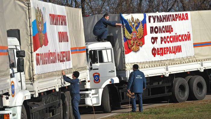 Primeros camiones con carga humanitaria rusa llegan a la frontera con Ucrania. (Foto: Ria Novosti)