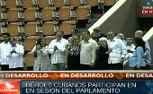 Los Cinco antiterroristas cubanos participan en la sesión del Parlamento. (Foto: teleSUR)