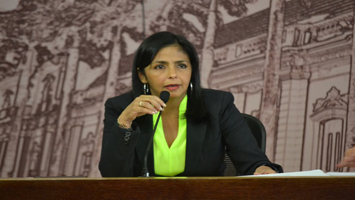 La ministra de Relaciones Exteriores Delcy Rodríguez advirtió que denunciarán internacionalmente los intentos de sabotear el Gobierno del presidente Nicolás Maduro. (Foto: Noticias 24)