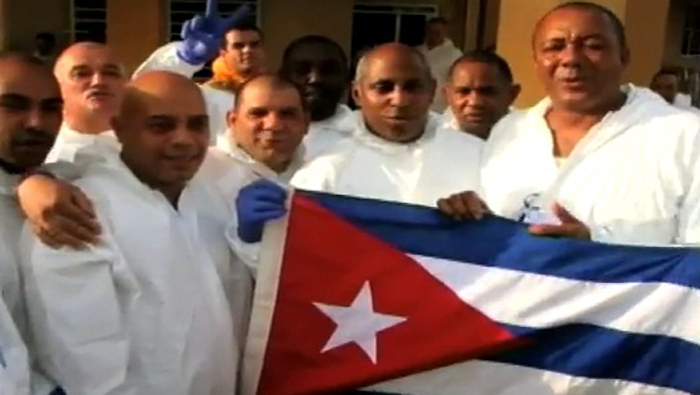 Brigada de médicos cubanos propuestos para el Nobel de la Paz 2015.