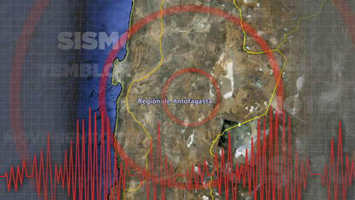 El temblor se registró en la región de Antofagasta ubicaba al norte de Chile.
