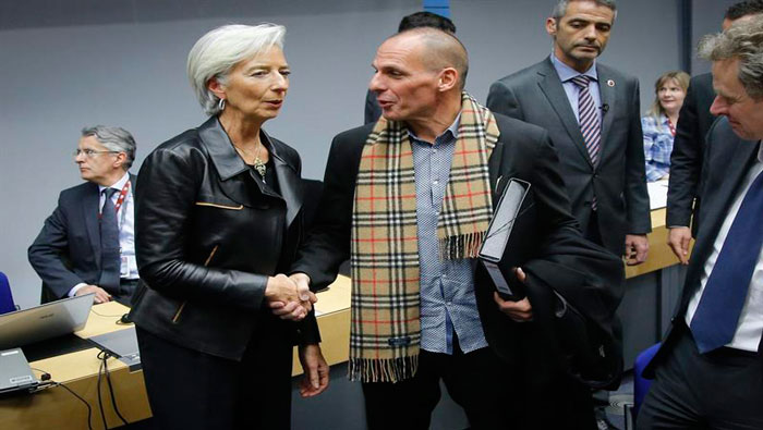 La directora del FMI conversó con el ministro de Finanzas griego antes del encuentro
