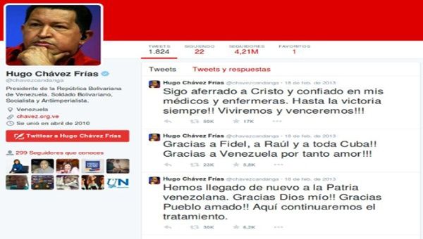 El Comandante Hugo Chávez recibió muestras de amor y apoyo en las calles y en las redes sociales.