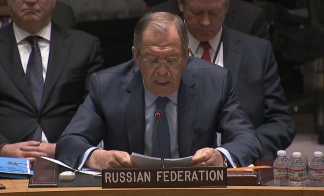 Serguei Lavrov en los debates celebrados este lunes en el Consejo de Seguridad de la ONU.