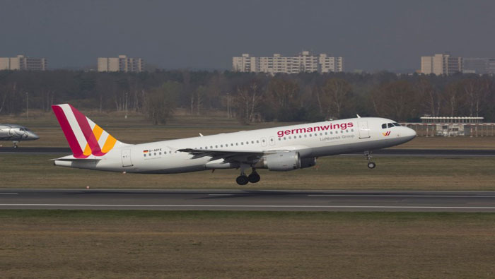 Imagen de archivo de un avión Airbus A320, operado por Germanwings, en el aeropuerto de Berlín