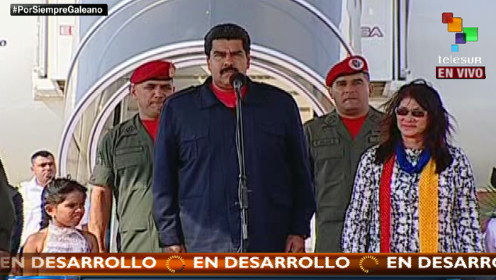 El presidente venezolano fue recibido con honores tras participar en la VII Cumbre de las Américas.