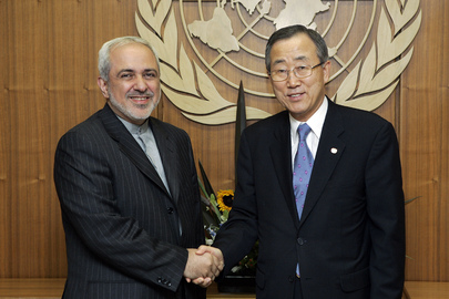 El canciller iraní, Mohamad Yavad Zarif le entregó la carta con la propuesta a Ban Ki Moon.