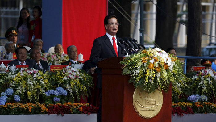 El primer ministro vietnamita, Nguyen Tan Dung,en la ceremonia del 40 º aniversario de la reunificación del país.