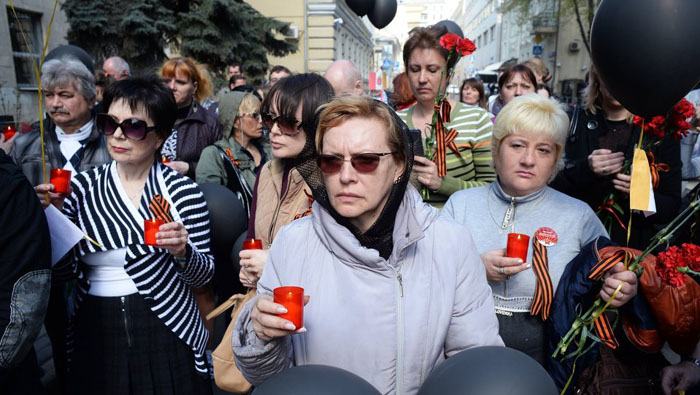 Familiares recordaron a las víctimas de la masacre de Odesa.