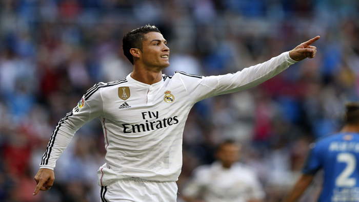 Cristiano Ronaldo logró anotar este sábado los tres último al Getafe (7-3).