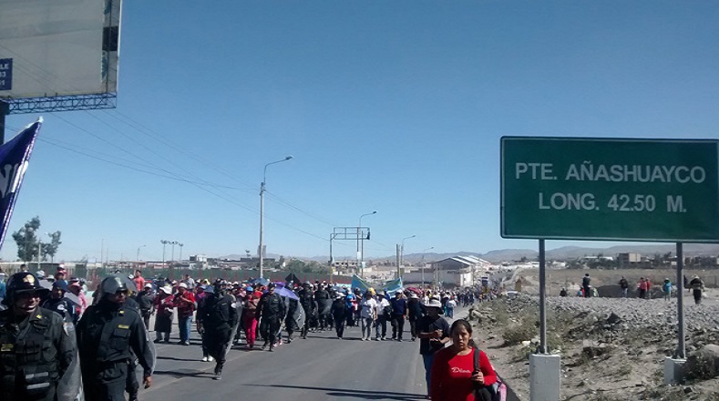 Las marchas se llevaron a cabo en varias regiones del sur de Perú.