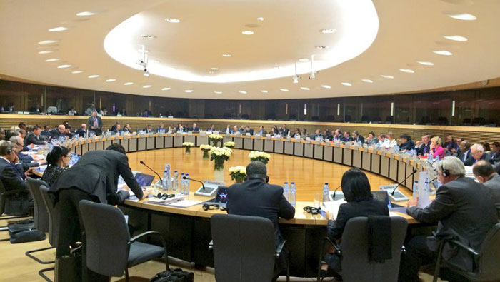 Tras la inauguración de la cumbre, los líderes de la CELAC y la UE sostuvieron una sesión de carácter privado.