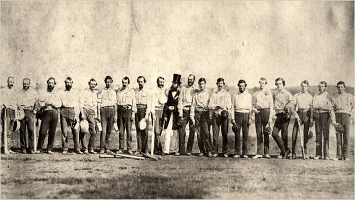 Los Knickerbockers de Nueva York fueron los pioneros en Estados Unidos en este deporte. Foto de 1858.