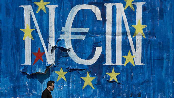 Mensaje en una calle de Atenas contra el plan que intentan imponer los acreedores en Grecia.