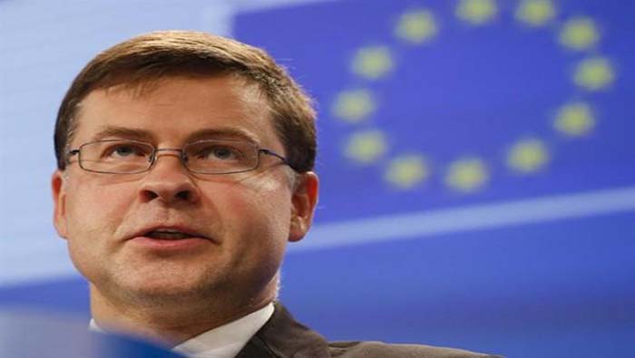 El vicepresidente de la Comisión Europea para el Euro, Valdis  Dombrovskis.