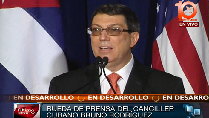 Canciller cubano ratificó la voluntad de su país de normalizar las relaciones con EE.UU. bajo condiciones de respeto mutuo.