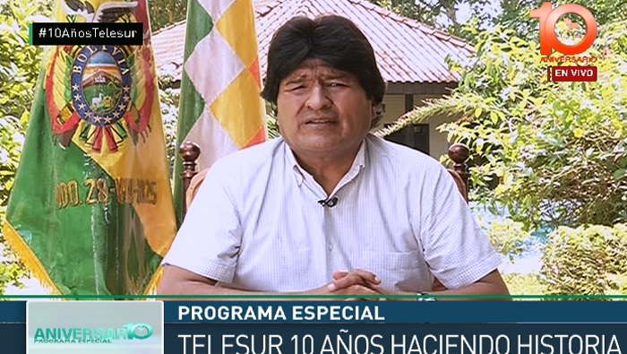 A nombre del pueblo boliviano felicito a todo el equipo de trabajo, “teleSUR es pueblo, pueblo es teleSUR