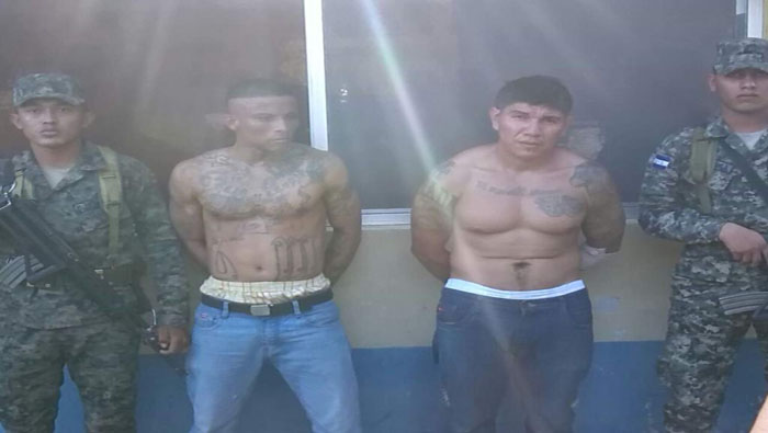 Los pandilleros fueron capturados en Nacaome, Valle, en Honduras.