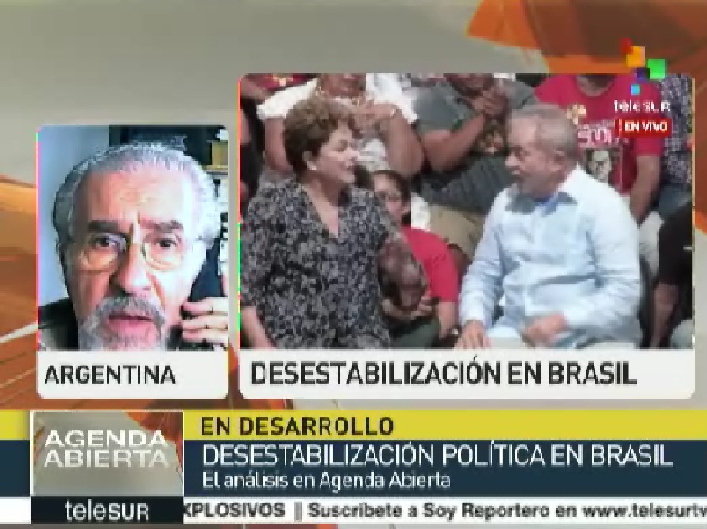 De acuerdo con Borón, es necesario el apoyo del expresidente Lula para manejar la crisis política en Brasil.