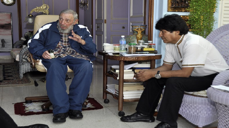 Evo Morales fue el primero en llegar a Cuba para comparir con Fidel a quien consideró su hermano mayor.