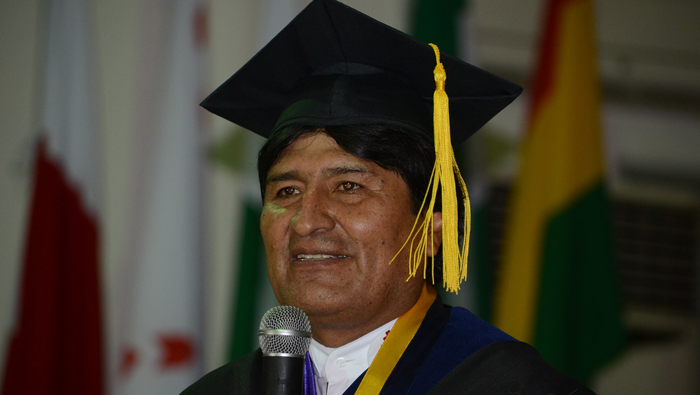 El presidente boliviano Evo Morales durante su intervención recordó los inicios de su carrera política.