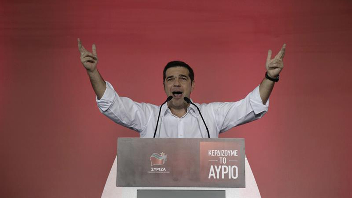 “El pueblo griego quiere que continuemos la lucha que comenzamos el 25 de enero”, dijo Alexis Tsipras durante el acto.