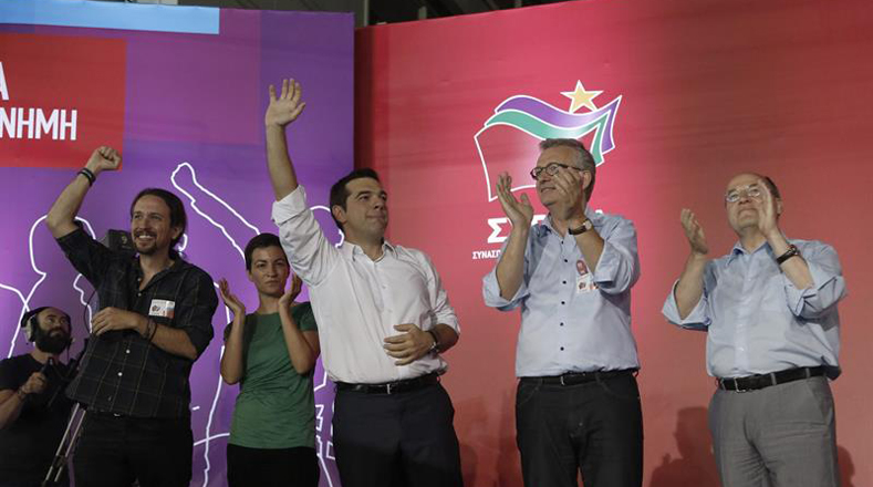 Alexis Tsipras estuvo acompañado del líder español Pablo Iglesias.