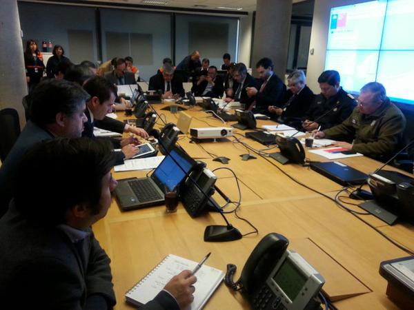 El Ministerio del Interior y Seguridad Pública de Chile en la mesa técnica por la situación sísmica en Chile.