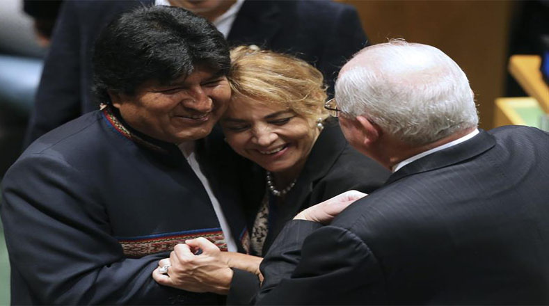 Evo Morales, presidente de Bolivia compartió con los presentes antes del inicio de la Asamblea. 