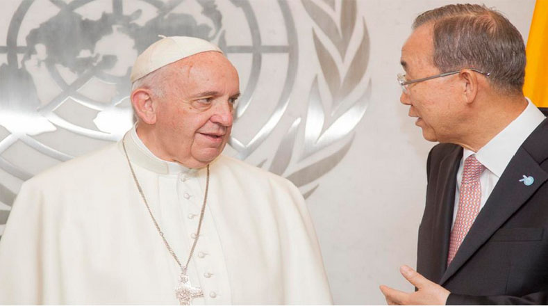 El papa Francisco fue la figura emblemática de la inauguración de la 70 Asamblea General de la Organización de Naciones Unidas (ONU), hecho que reconoció el secretario General, Ban Ki-moon