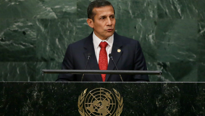 El presidente de Perú, Ollanta Humala, durante su intervención en la cumbre 2015.