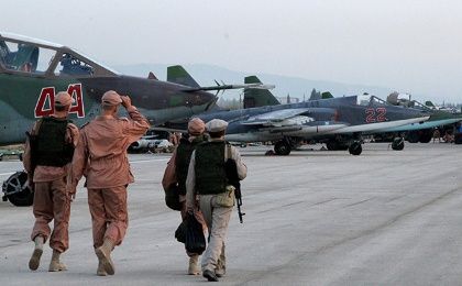 Aviones rusos SU en un aeropuerto de Siria.