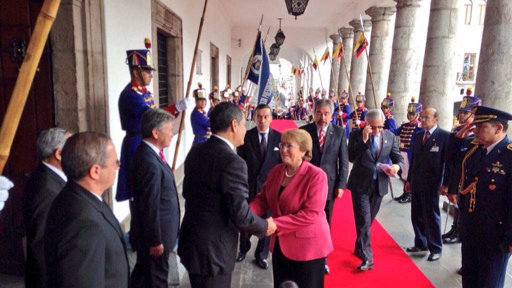 Correa recibió este jueves a Bachelet en el Palacio de Carondelet.