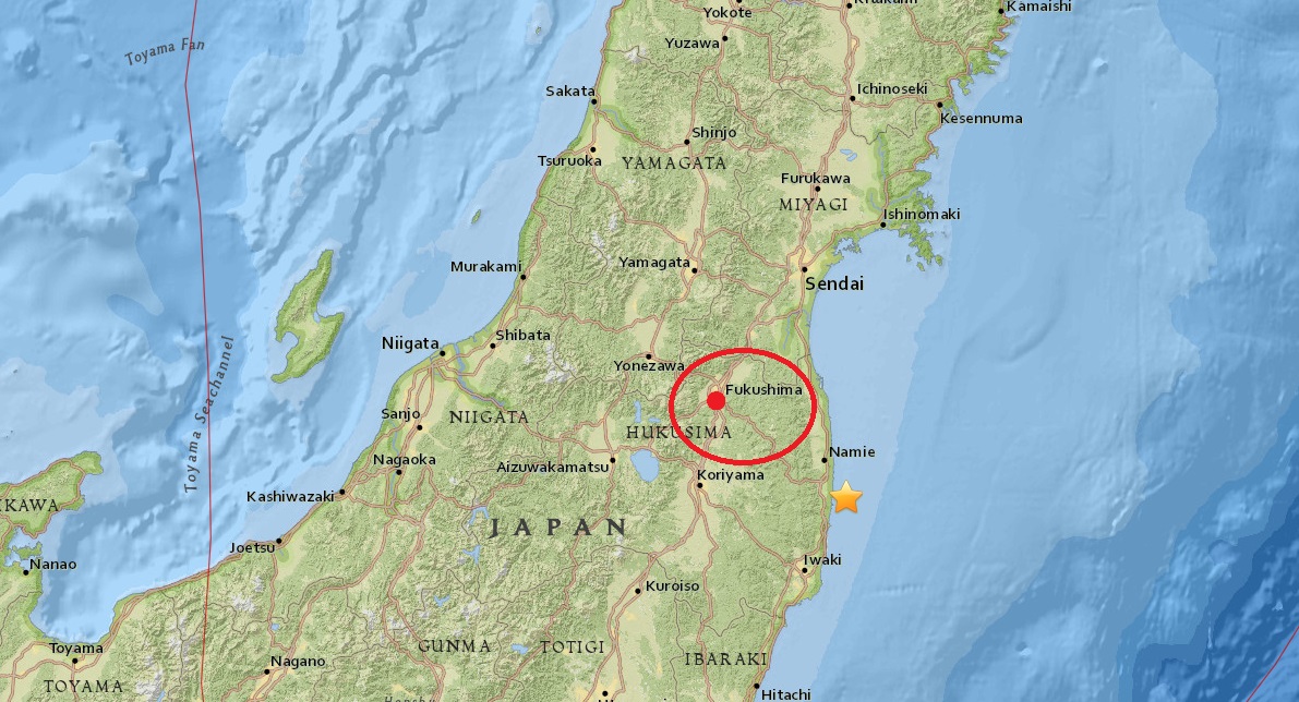 El sismo tuvo su epicentro a nos 30 kilómetros de profundidad frente a la costa de Fukushima.