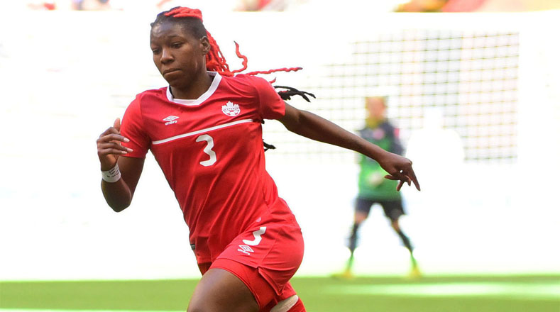 Nacida en la ciudad de Toronto, Canadá, Kadeisha Buchanan debutó con el equipo de su país en 2013 y marcó su primer gol internacional contra EE.UU. en 2014.