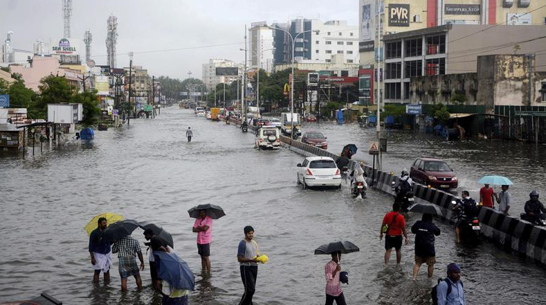 La ciudad de Chennai, Tamil Nadu, India, es una de las principales ciudades afectadas por las recientes lluvias.