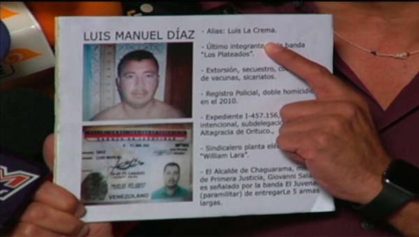 Luis Manuel Díaz pertenecía a la banda delictiva “Los Plateados”.