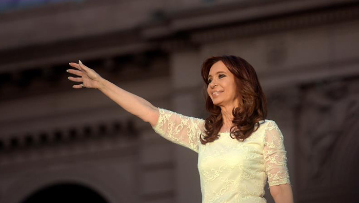 La expresidenta Cristina Fernández durante un acto de despedida.