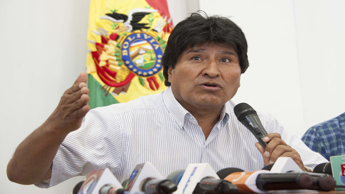 El presidente de Bolivia, Evo Morales, habló este jueves 31 de diciembre de 2015, en una conferencia de prensa en la ciudad de Santa Cruz.