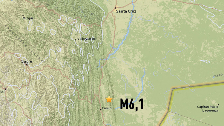 El temblor se registró a 33 km de Camiri en la población de Santa Cruz.
